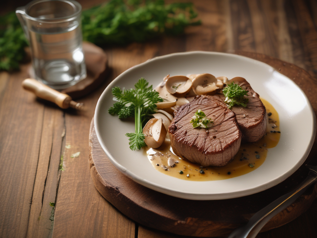 Рецепт изысканной говядины с грибным кремом